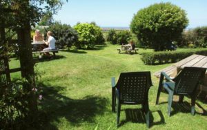 Large beer garden with sea views