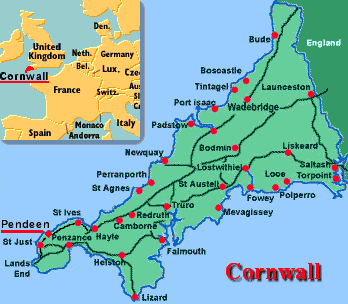 Map of Cornwall